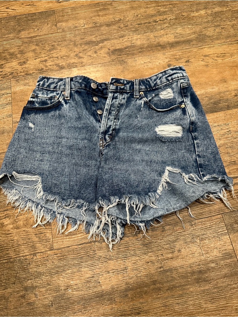 wild fable Distressed High-Rise Jean Shorts - Blue Wash
